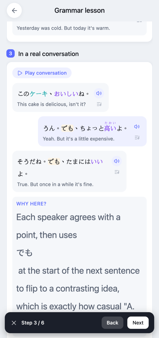 Lezione di grammatica passaggio 3 — in una conversazione vera