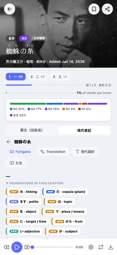 Aozora Bunko story reader with furigana