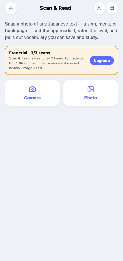 Scan & Read — camera or photo